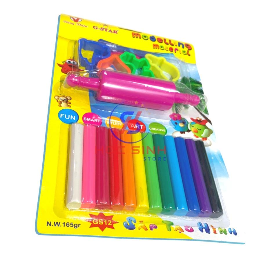 Đất nặn tạo hình 12 màu G-star GS12 có khuôn tạo hình và cây lăn