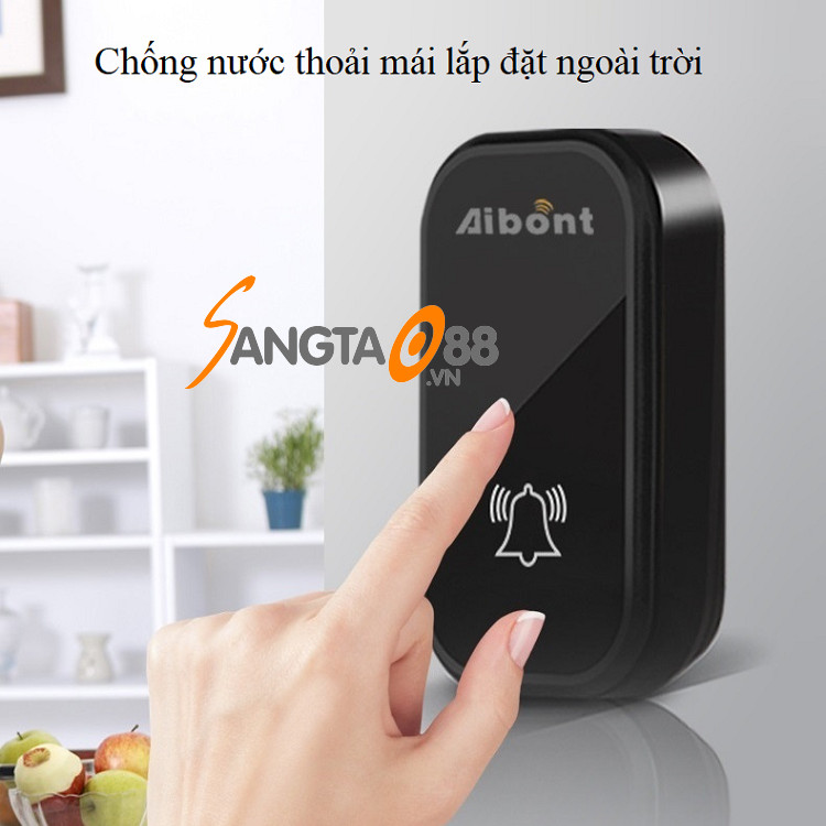 Chuông báo khách thông minh không dây hiển thị nhiệt độ cao cấp T195 (Tặng đèn 4 led mini dán tủ dán tường đa năng)