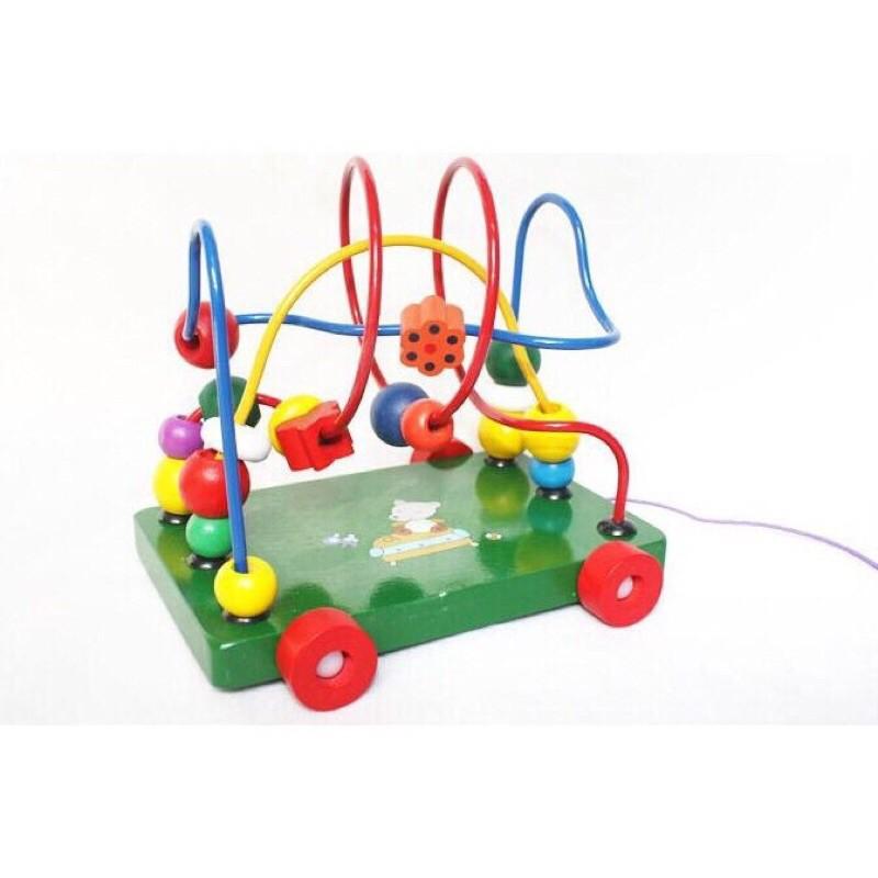 XE KÉO LUỒN HẠT BẰNG GỖ CHO BÉ