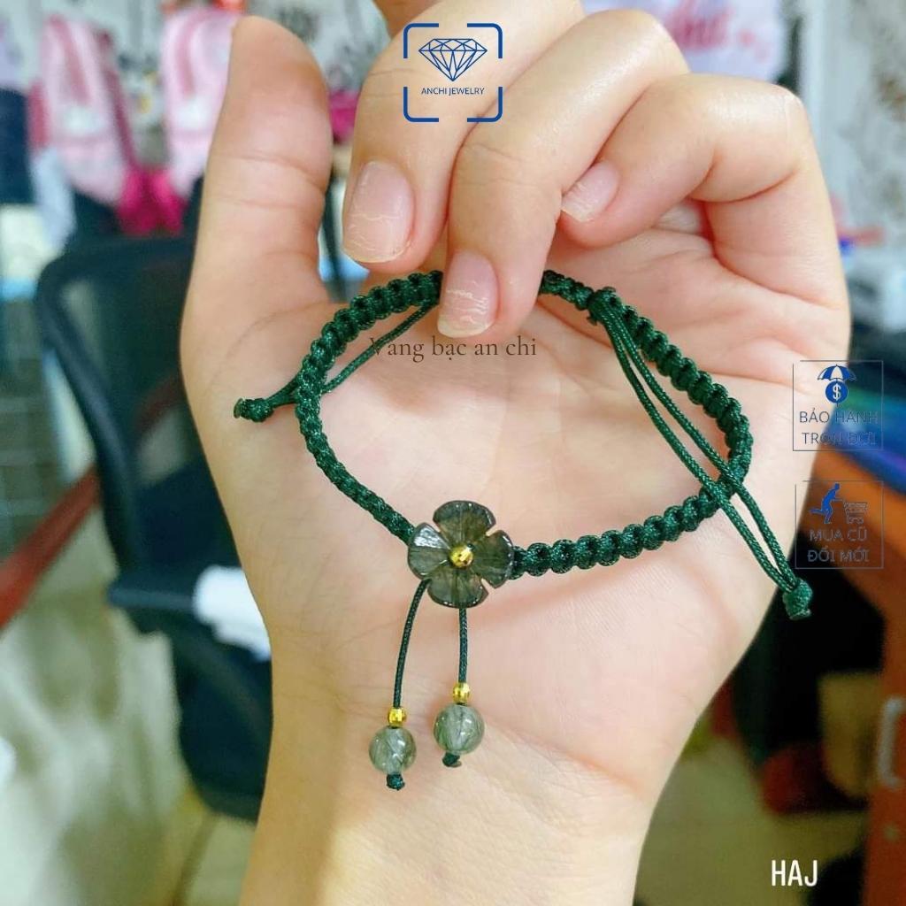 Vòng tay dây tết chỉ đỏ may mắn kết hoa đá mệnh kim mộc thủy hỏa thổ, An chi Jewelry