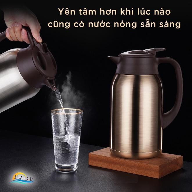 Bình Đựng Nước 2 Lít Giữ Nhiệt Có Vòi Cao Cấp Inox 316 Đạt Chất Lượng Đức HADU