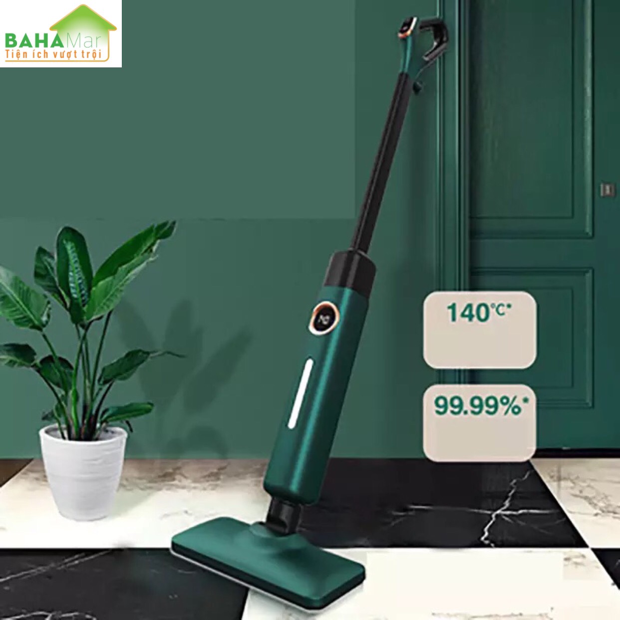 CÂY LAU NHÀ ĐIỆN ĐA NĂNG BẰNG HƠI NƯỚC NHIỆT ĐỘ CAO THÔNG MINH KHỬ TRÙNG &quot;BAHAMAR&quot;  Là máy lau sàn hơi nước lau nhà sàn gỗ, là máy xông hơi cho thảm,  lau sàn đá với bông lau có thể loại bỏ vết dầu, sữa hoặc cà phê bám bẩn