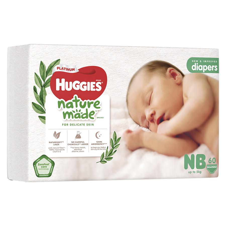 Tã Dán Siêu Cao Cấp Huggies Platinum Naturemade NB60
