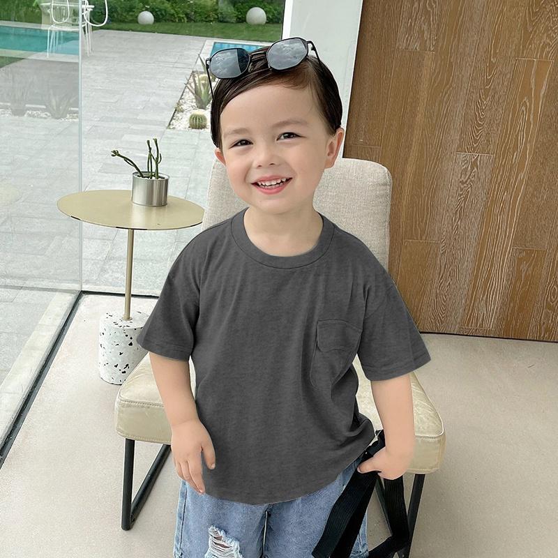 Áo thun bé trai bé gái ngắn tay cổ tròn cotton trơn co mềm mại thoáng mát Magickids Quần áo trẻ em đi học đi chơi