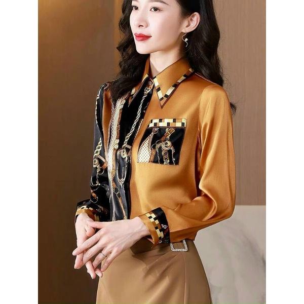 HÀNG NHẬP - ÁO SƠ MI LỤA HOA TIẾT 1 BÊN