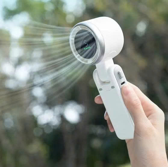[KoSuyTu] Quạt ION Cầm Tay - 5 Tốc Độ Gió Hiển Thị Màn Hình Led, Pin Trâu 4000mAh, Xoay 180 Độ, Gấp Gọn, Có Dây Đeo