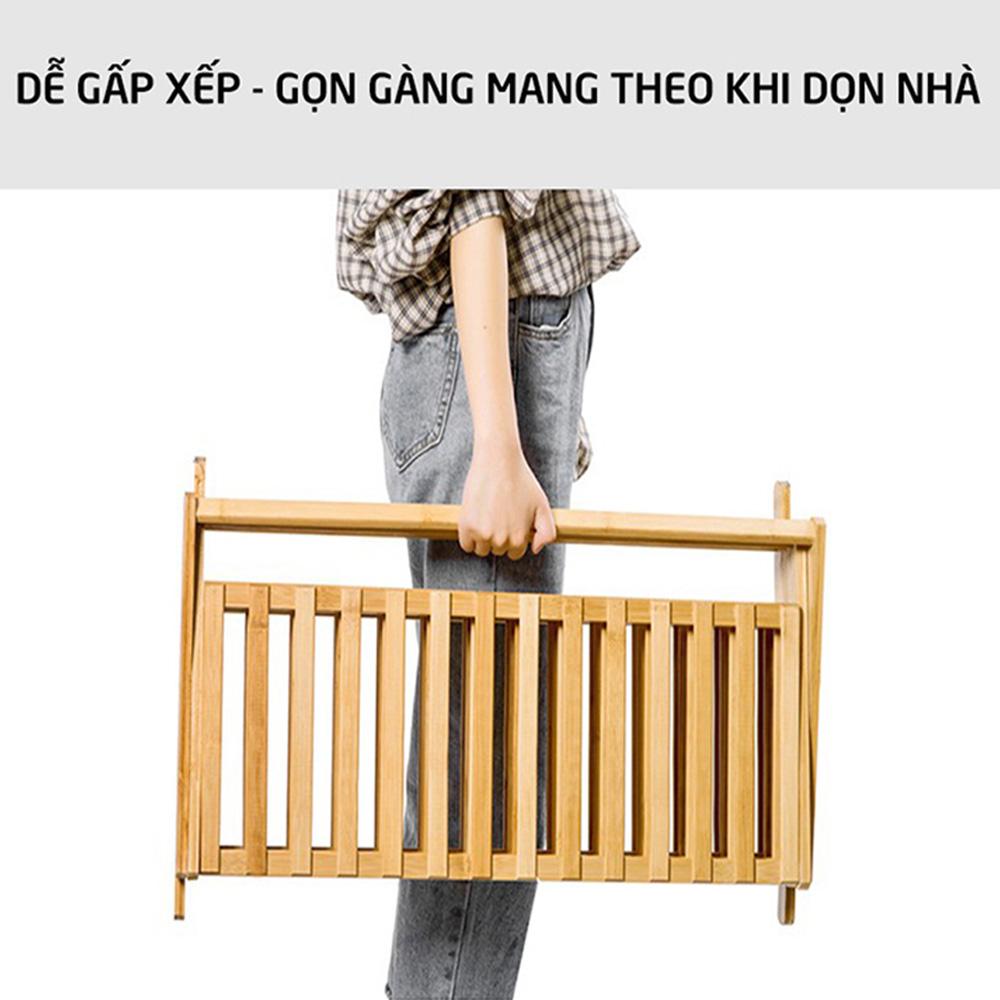 Kệ trang trí 3 tầng xếp gọn bằng Gỗ đa năng - Kệ Tab Đầu Giường 3 Tầng Gỗ C55cm