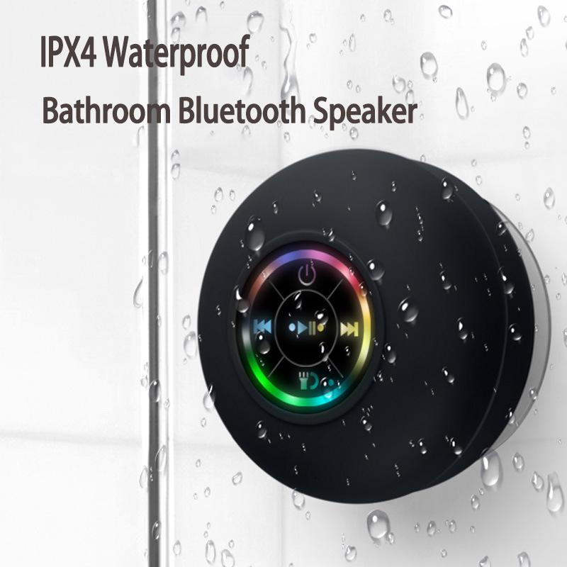 Loa Bluetooth mini Phòng tắm chống nước Âm thanh Loa vòi hoa sen không dây Đèn RGB cho điện thoại Soundbar Loa ô tô rảnh tay Màu sắc: đen