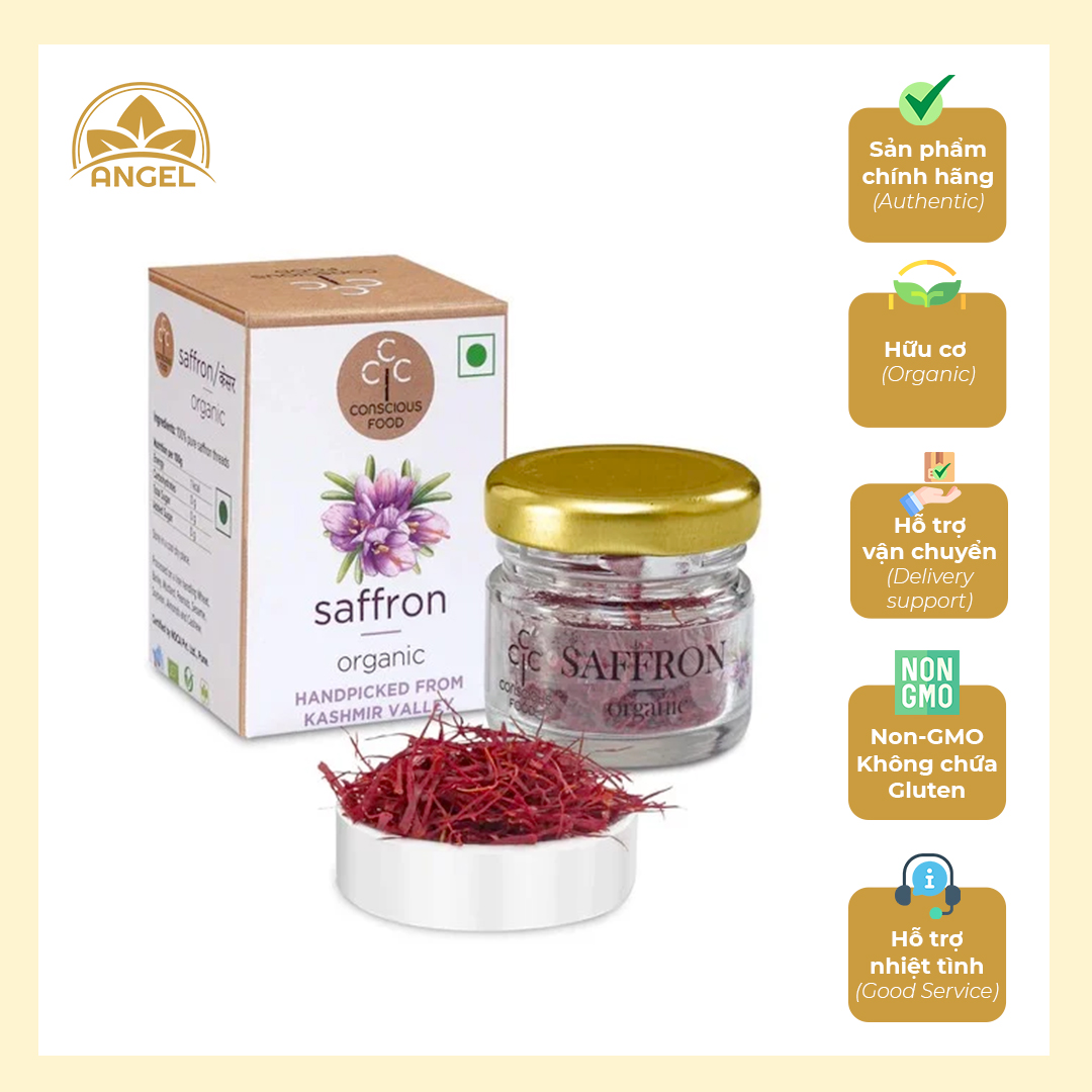 Hình ảnh Nhuỵ Hoa Nghệ Tây - Saffron 1 gr Conscious Food nhập khẩu Ấn Độ