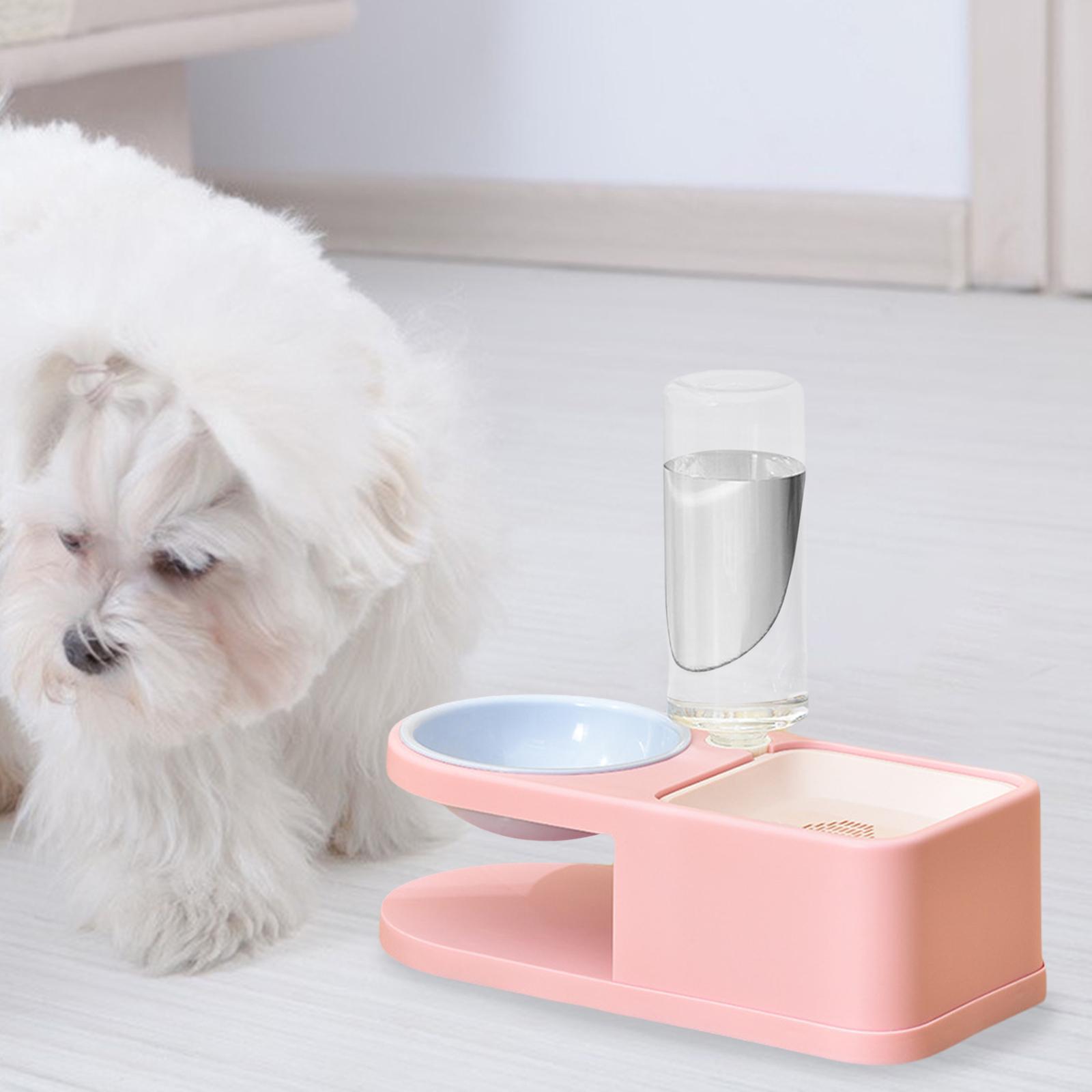 2Pcs Large Automatic Pet Bowl Dog Cat Water Fountain Dry Food Dispenser