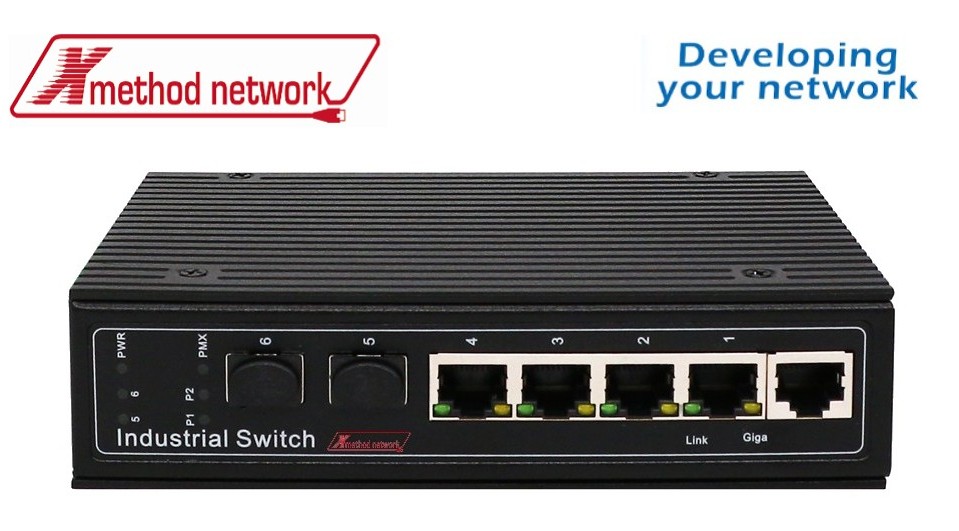 Bộ chuyển mạch 6 port DIN Rail Mount managed Ethernet switch, 4 port Gigabit Ethernet, 2 SFP - Xmethod Network - Hàng chính hãng