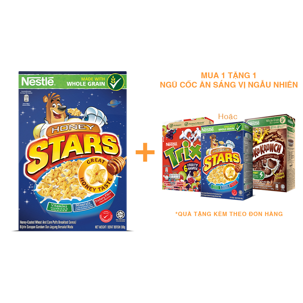 Mua 1 Tặng 1 - Ngũ Cốc Ăn Sáng Vị Ngẫu Nhiên] Ngũ cốc ăn sáng HONEY STARS (Hộp 300g)