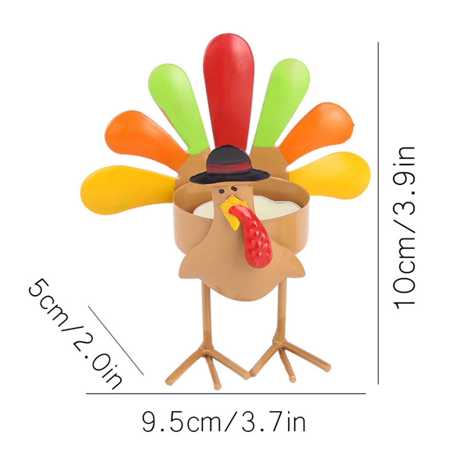 Metal Turkey Tealight Candle Holder Candleholder Table Decoration Versatile Accessory Rustic Decorative Ornament for Mantel, Window, Shelves