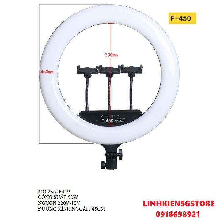 Đèn Lẻ 45cm 3 Kẹp Livestream Ring Spa Studio Có Sạc Điện Thoại