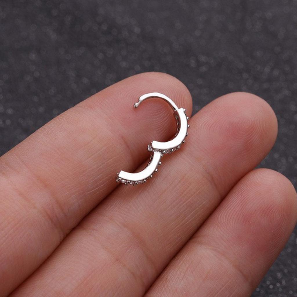 2 Pairs Hoop Cubic Zirconia Earrings Stud Cuff Huggie Piercing Earrings Gift