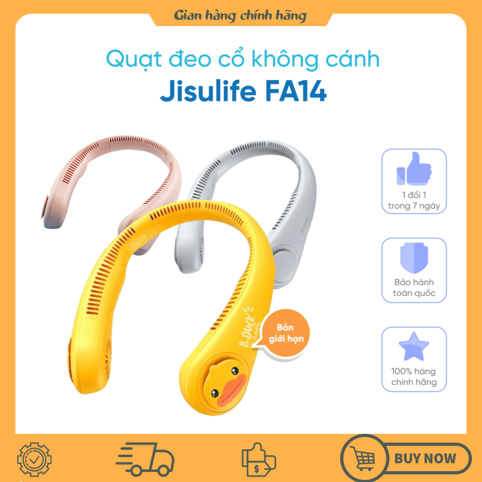 Quạt mini đeo cổ không cánh JISULIFE FA14-B