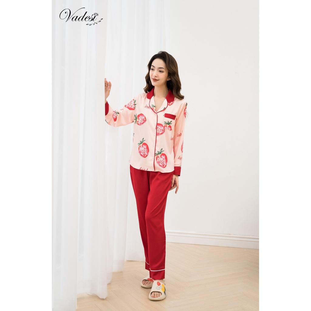 Bộ Pijama Dài Tay Lụa Cao Cấp Họa Tiết Đẹp Mềm Mượt - Thời Trang Vadesi