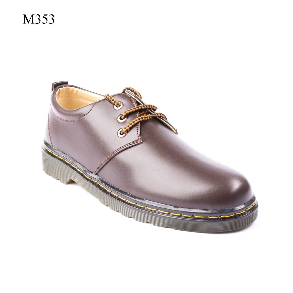 Giày Boot Nam Cổ Lửng Đế Khâu Da Trơn Màu Nâu Phong Cách - M354-NAU