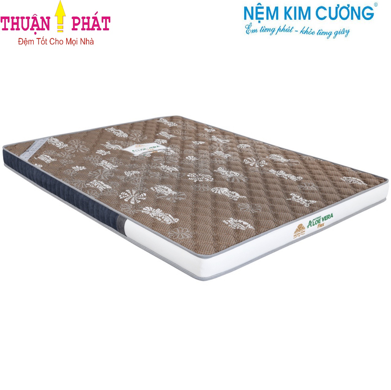 Đệm cao su non Kim Cương Aloe Vera Flex tinh chất lô hội - Chính hãng 100% - Mix mầu