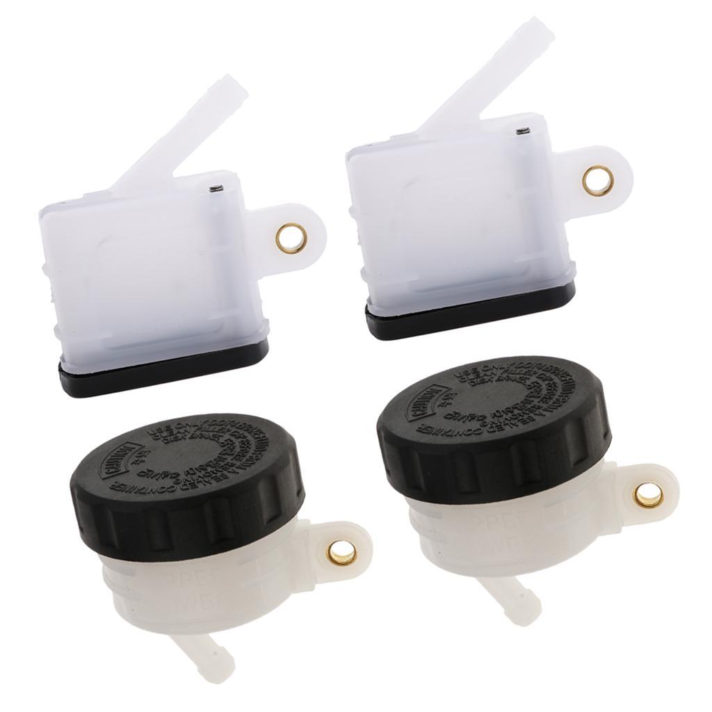 2 Pairs of Universal Motor Motorcycle Brake Reservoir Fluid Tank Bottle Master Cylinder