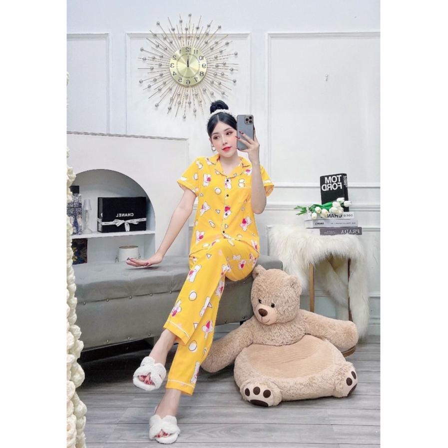 ĐỒ BỘ Pijama mặc nhà lụa hàn freesize mềm mịn 58kg