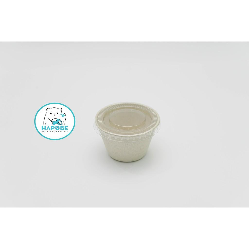 100 chén bã mía đựng nước sốt 2oz 55ml 6x4x3cm gồm nắp pet