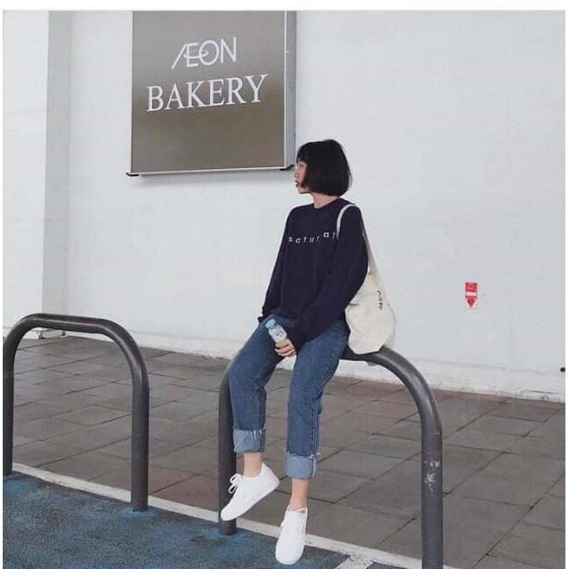 Quần bò ống rộng vắn gấu, quần jean baggy lật line trẻ trung sành điệu siêu cá tính A8