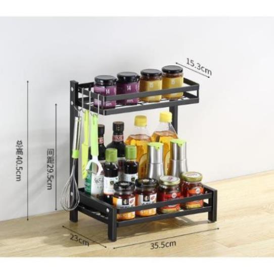 Kệ Đựng Gia Vị INOX Sơn Tĩnh Điện Chống Rỉ Cao Cấp 2, 3 Tầng Bản Đầy Đủ h15