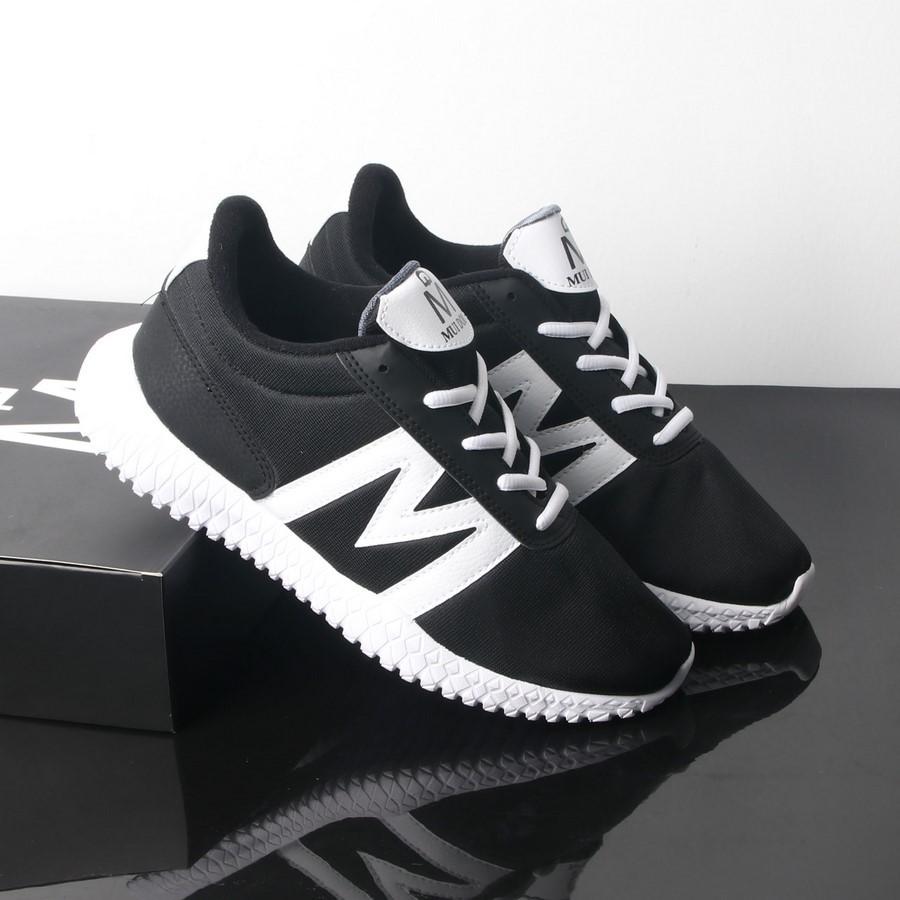 Giày thể thao đen trắng đế cao su trắng siêu bền GN144 Gấu Nâu