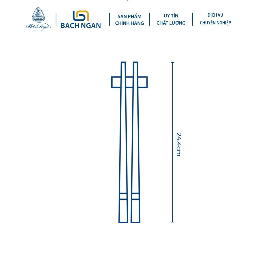 Bộ 6 đôi Đũa sứ dưỡng sinh Minh Long 24.4 cm Trắng ngà