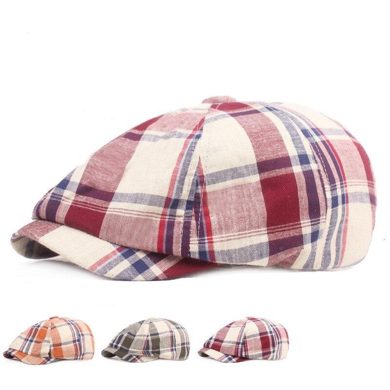 British Style Newsboy Cap Fashion Plaid Beret Hats Vintage Brand New Octagonal Flat Cap Men Women Sports Casual Beret Hats