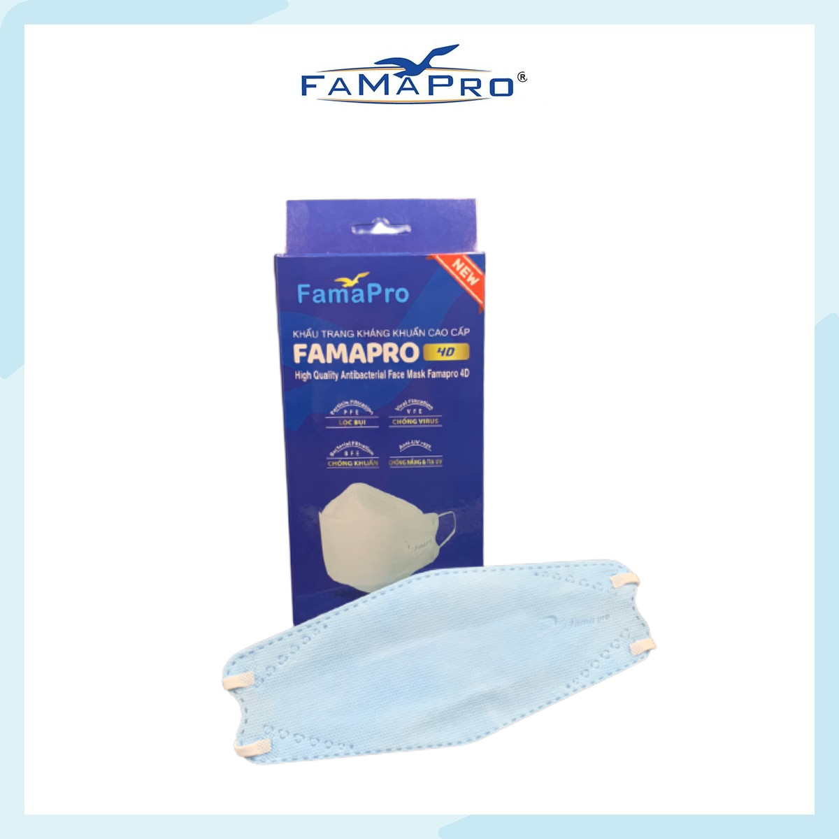 [HỘP - FAMAPRO 4D] - Khẩu trang y tế kháng khuẩn cao cấp Famapro 4D tiêu chuẩn KF94 (10 cái/ hộp)