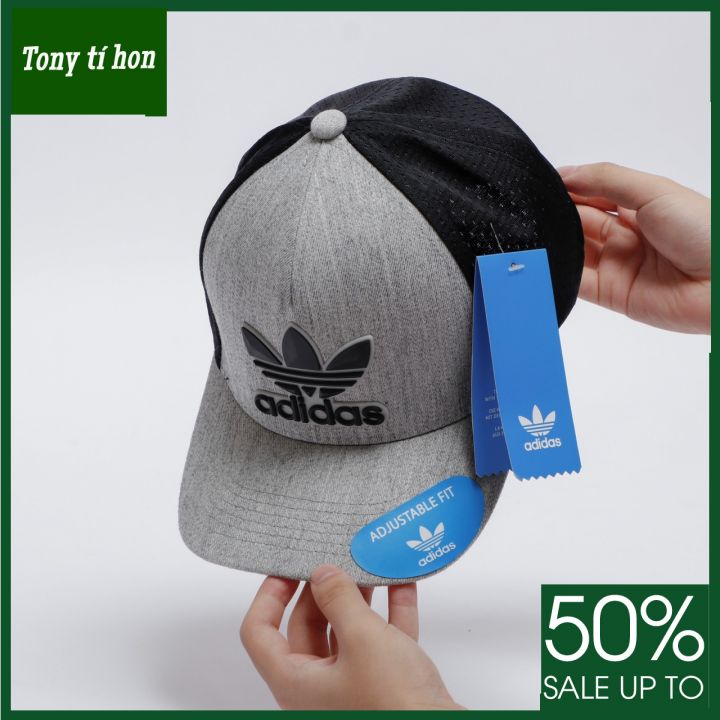 Tony tí hon - Mũ/nón kết lưỡi trai logo cao su bít đuôi cá tính thời trang nam nữ cao cấp màu đen/trắng/xám