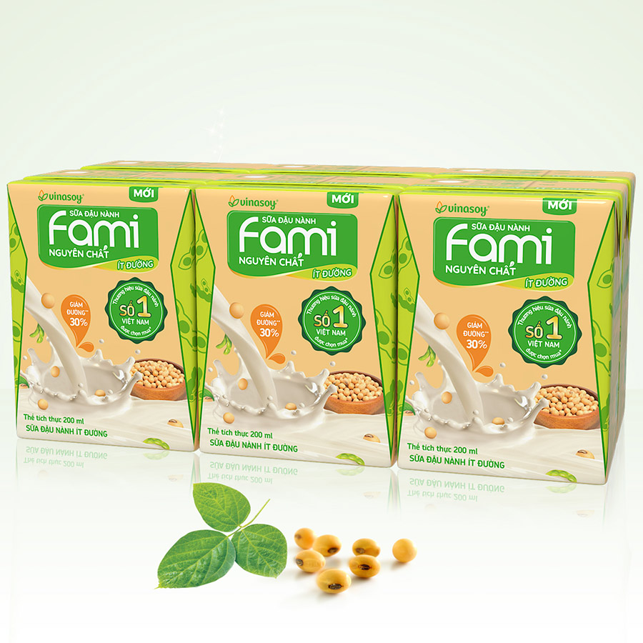 Thùng Sữa đậu nành Fami Nguyên Chất ít đường