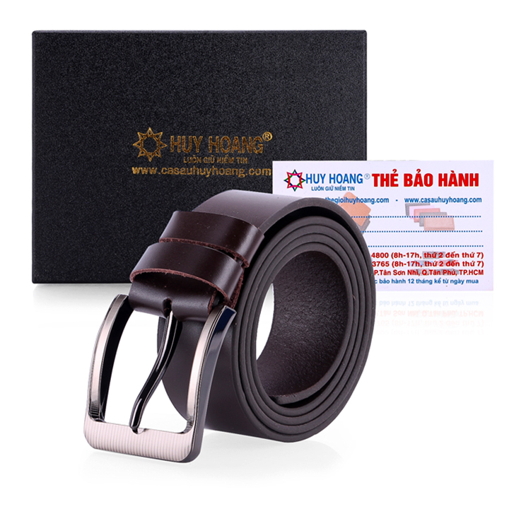 HJ4139 - Dây nịt nam Huy Hoàng bát gài bản lớn màu nâu