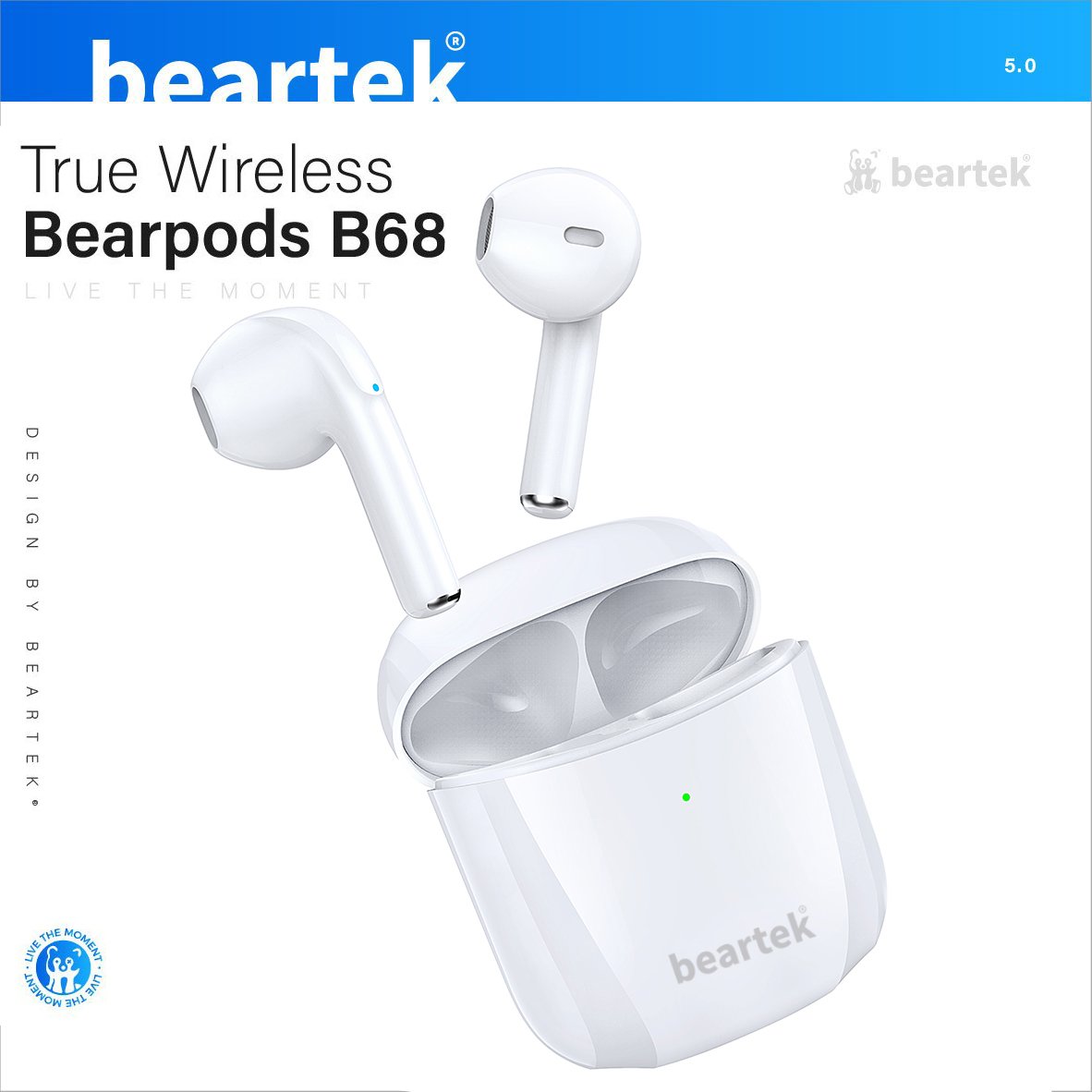 Tai nghe bluetooth không dây Beartek Bearpods B68 – Chạm cảm ứng – Âm thanh chất lượng cao – Hàng chính hãng