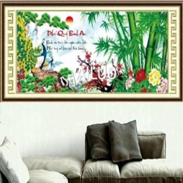Tranh thêu công phú quý bình an 53581 - kích thước: 92 * 47cm.