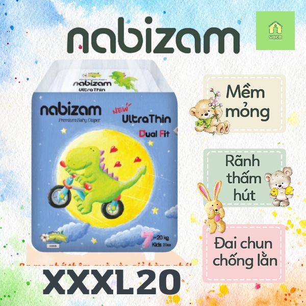 Tã/ bỉm quần Nabizam nội địa Hàn size XXXL20 miếng (trên 20kg)