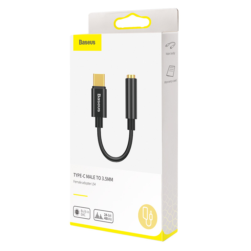 Cáp chuyển tín hiệu âm thanh từ USB Type-C ra 3.5mm Baseus L54 - Hàng nhập khẩu