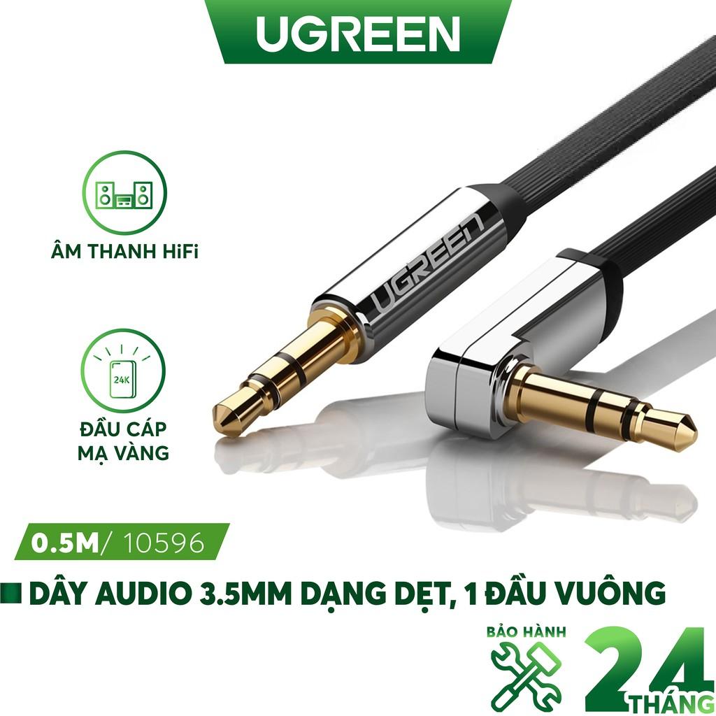 Dây Audio 3.5mm dẹt, mạ vàng 1 đầu vuông 90 độ UGREEN AV119 - Hàng chính hãng