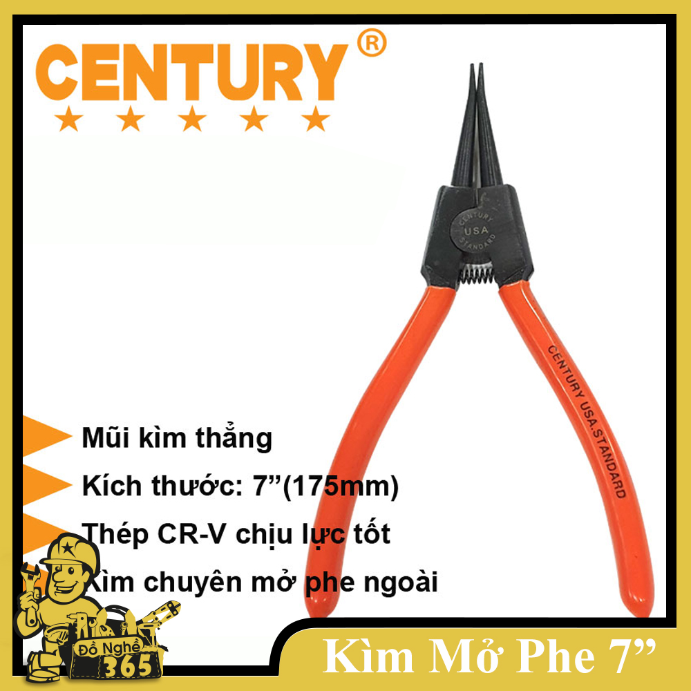 kìm mở phe ngoài 7&quot; (175mm) mũi thẳng century