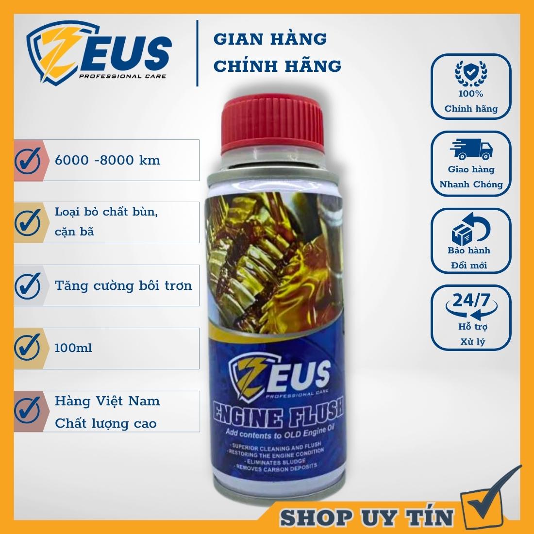 Chai súc rửa động cơ xe may Zeus Engine Flush dung tích 100ml tăng cường bôi trơn kéo dài tuổi thọ mẫu mới