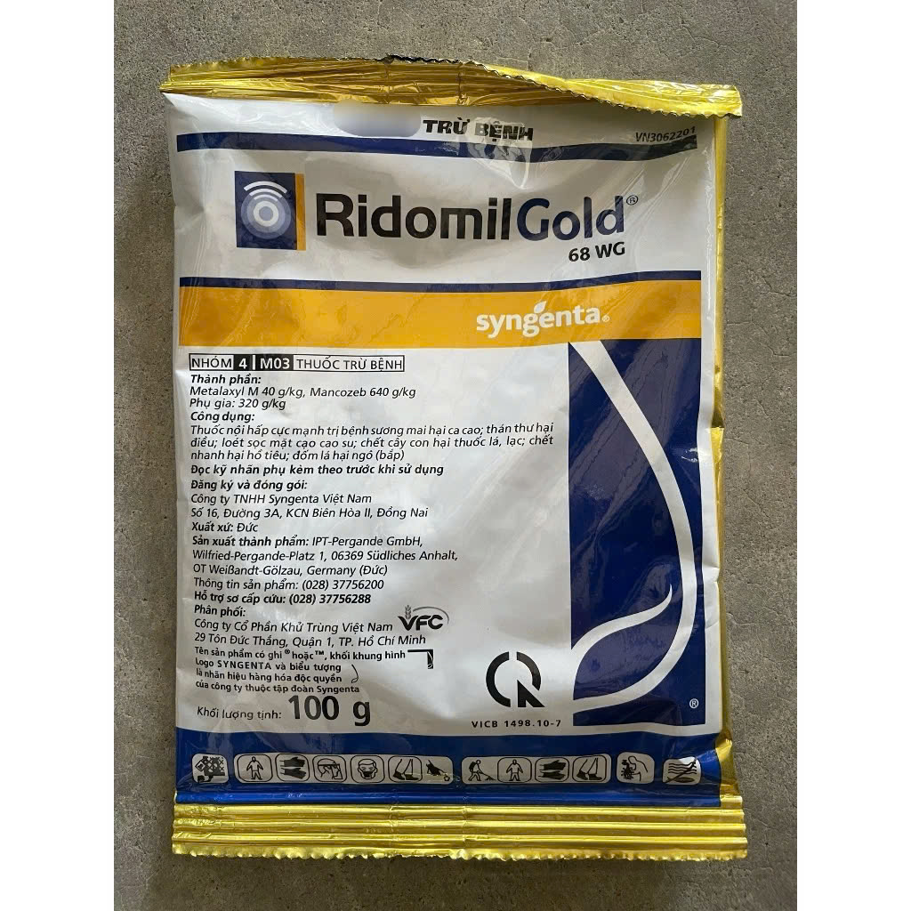 RIDOMINGOL 68WG trừ bệnh thối rễ thán thư chết nhanh đốm lá gói 100gr