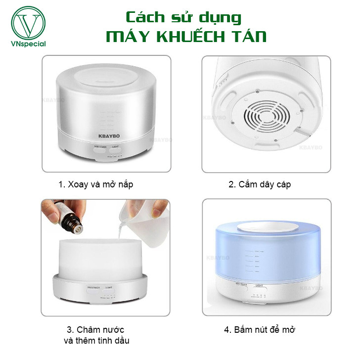 Máy Khuếch Tán Tinh Dầu Vũ Trụ Trong 500 ml - Tặng 1 chai tinh dầu hữu cơ - Vnspecial Oils