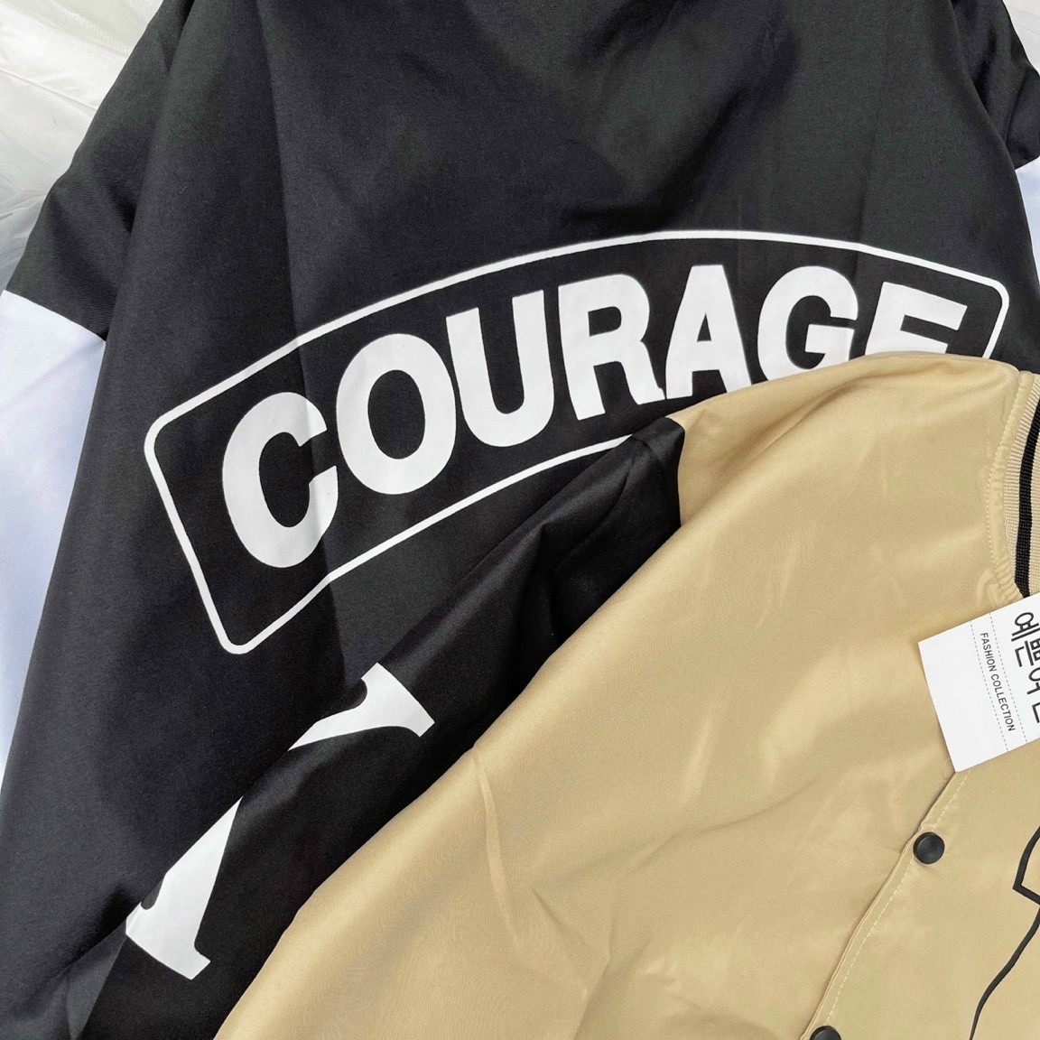 Hình ảnh [ ẢNH THẬT ] Áo Khoác Bomber Dù Gió Chữ F COURAGE Kiểu Rộng Unisex Cặp Đôi Nam Nữ Siêu Xinh