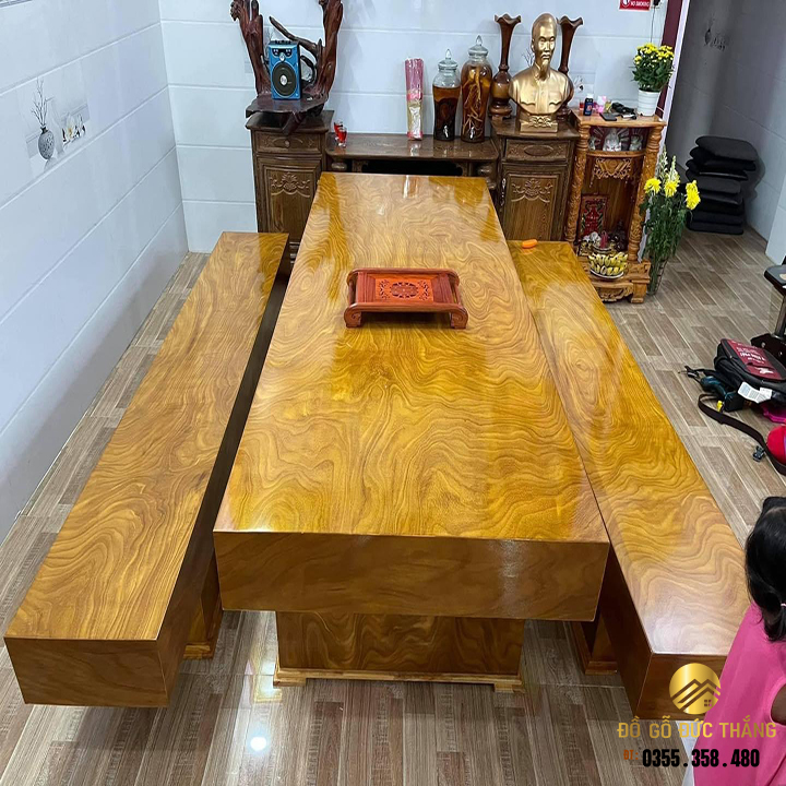 Sofa hộp gỗ cẩm vàng nam phi, dễ lau chùi cho các bác thích sự đơn giản