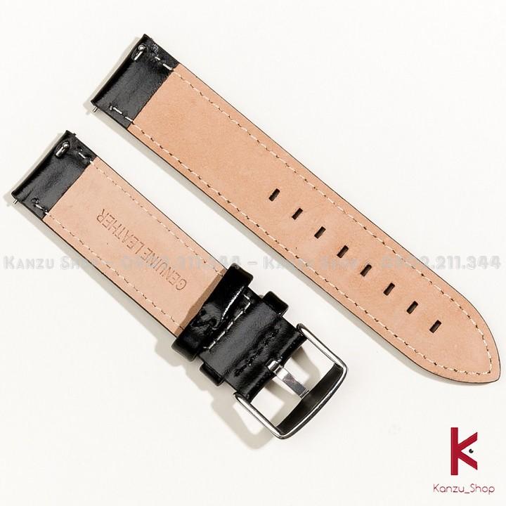 Dây Đồng Hồ Da Bò Thật Khóa Bạc - Dây Da Đồng Hồ 12mm 14mm 18mm 19mm 20mm