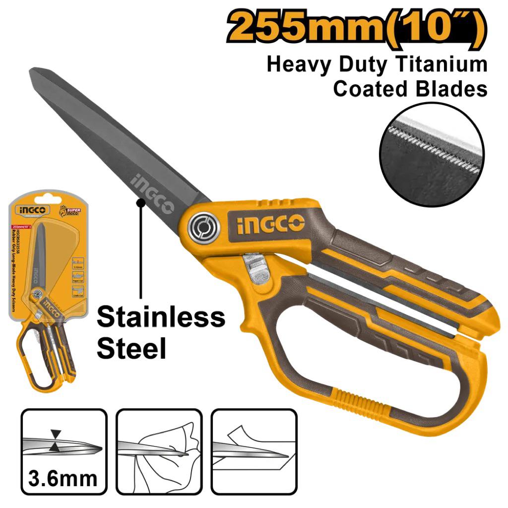 KÉO CẮT LƯỠI DÀI TAY CẦM CAO SU 255MM(10") INGCO HSCRS832558 - HÀNG CHÍNH HÃNG