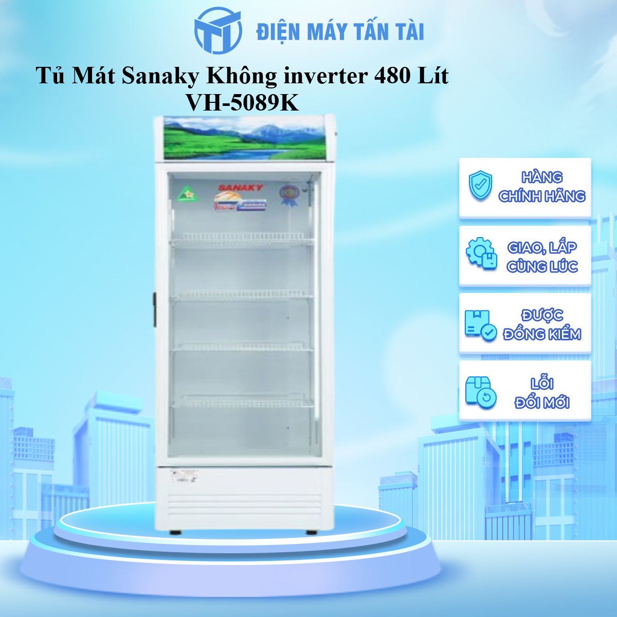 TỦ MÁT SANAKY 480 LÍT VH-5089K ĐỒNG (LOW-E) (R600A) (HÀNG CHÍNH HÃNG) (CHỈ GIAO HCM)