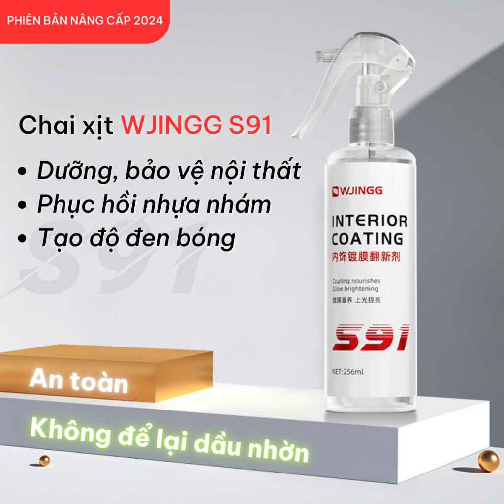 Dung dịch dưỡng phục hồi nhựa nhám, làm bóng nhựa nhám nhựa đen cho ô tô xe máy WJINGG S91